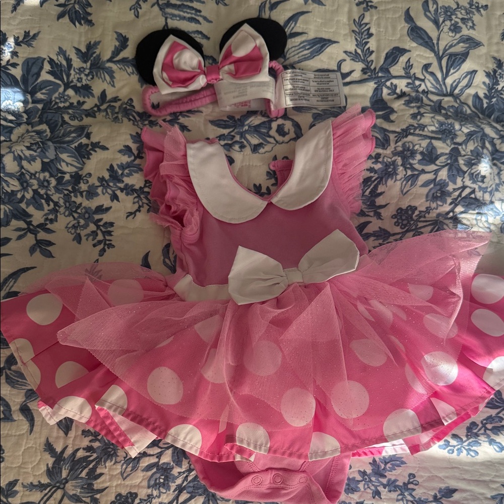 Disney Pink and White Polka Dot Costume with Headband